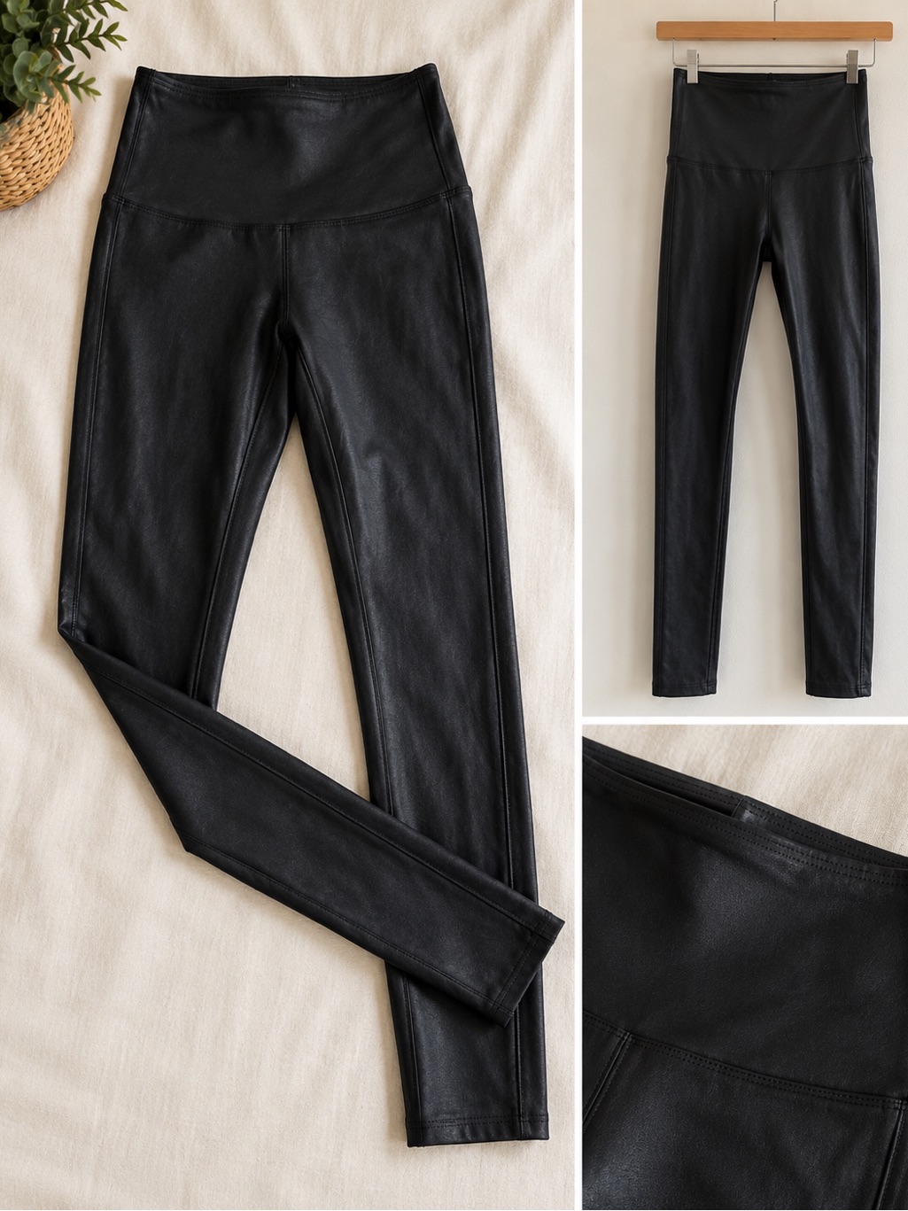Spanx Faux Leather High-Waist Leggings - Black